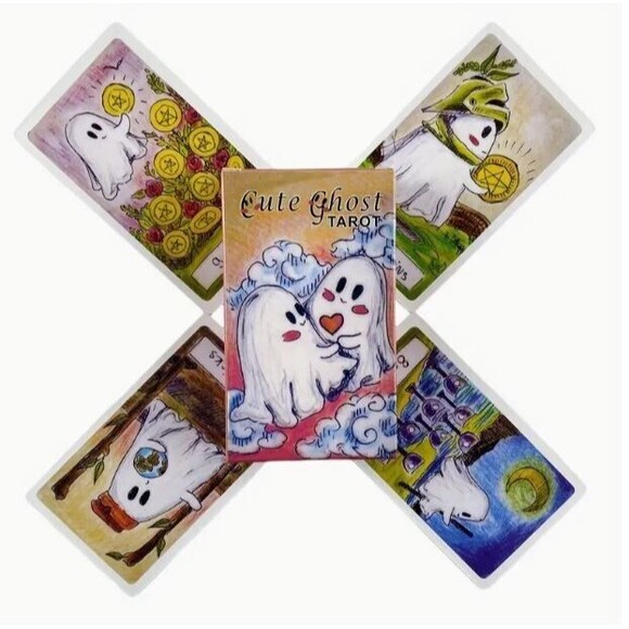 Adorable Ghost Tarot Deck Funny Cute Oracle Cards Halloween Fortune Telling - Picture 1 of 6